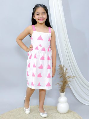 Ka-mee Girls Shoulder Straps Cotton Fit & Flare Dress
