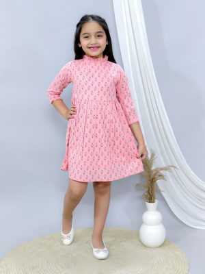 Ka-mee Girls Printed Pure Cotton Fit & Flare Dress