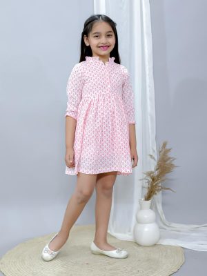 Ka-mee Girls Printed Pure Cotton Fit & Flare Dress