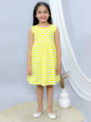 Ka-mee Girls Geometric Printed Pure Cotton Fit & Flare Dress