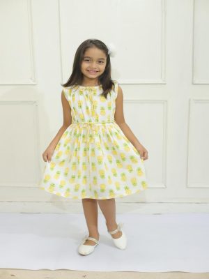 Ka-mee Girls Printed Cotton Fit & Flare Dress