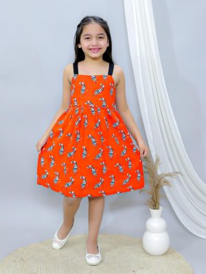 Ka-mee Girls Shoulder Straps Cotton Fit & Flare Dress