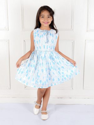 Ka-mee Girls Printed Cotton Fit & Flare Dress