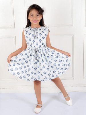 Ka-mee Girls Printed Cotton Fit & Flare Dress