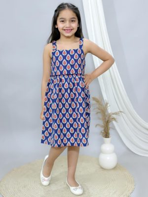 Ka-mee Girls Printed Cotton Fit & Flare Dress