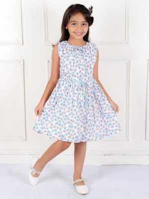 Ka-mee Girls Printed Cotton Fit & Flare Dress