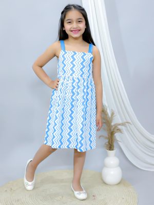 Ka-mee Girls Shoulder Straps Cotton Fit & Flare Dress
