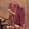Kamee Burgundy V-Neck Kurta Palazzo Set with Dupatta in Cotton