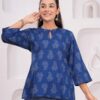 DSC03631copy Kamee Printed Blue Kurti for Women, Pure Cotton Fabric