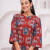 Kamee Red Kurti for Women, Pure Cotton Fabric
