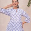 DSC04205copy Kamee V-Neck White Kurti for Women, Pure Cotton Comfort