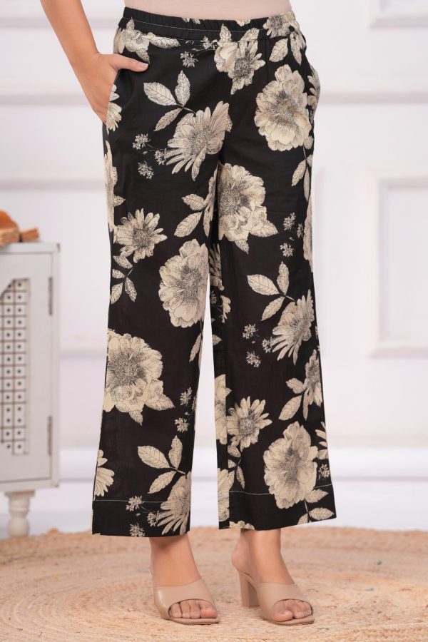 Kamee Pure Cotton Black Floral Print Co-Ord Set for Women - Image 3