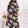 Kamee Pure Cotton Black Floral Print Co-Ord Set for Women