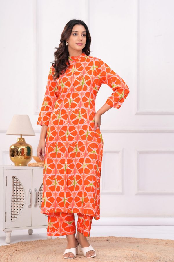 Kamee Women Pure Cotton Orange Co-Ord Set for Casual Wear - Image 6