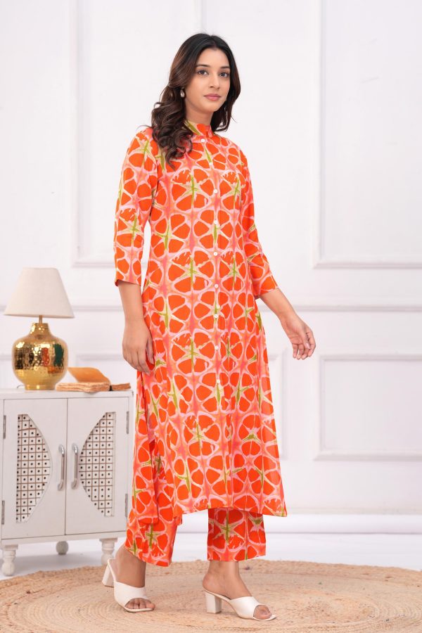Kamee Women Pure Cotton Orange Co-Ord Set for Casual Wear - Image 4