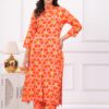 Kamee Women Pure Cotton Orange Co-Ord Set for Comfortable Casual Wear