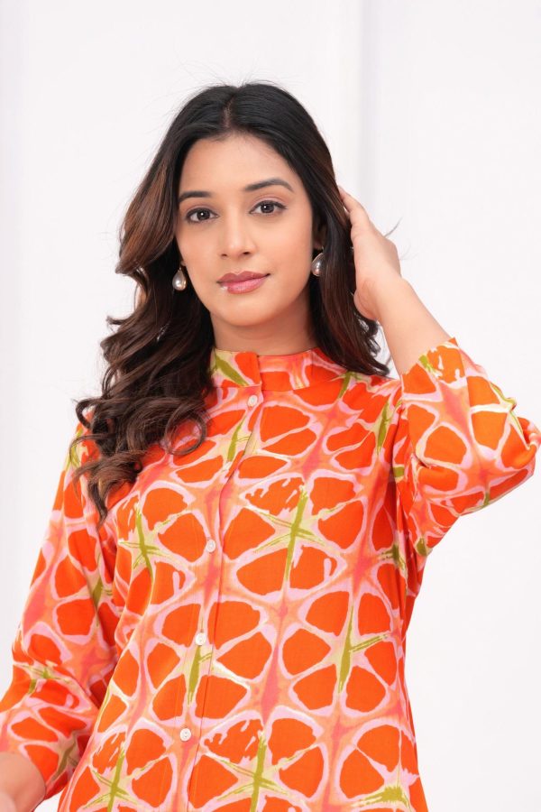 Kamee Women Pure Cotton Orange Co-Ord Set for Casual Wear - Image 3