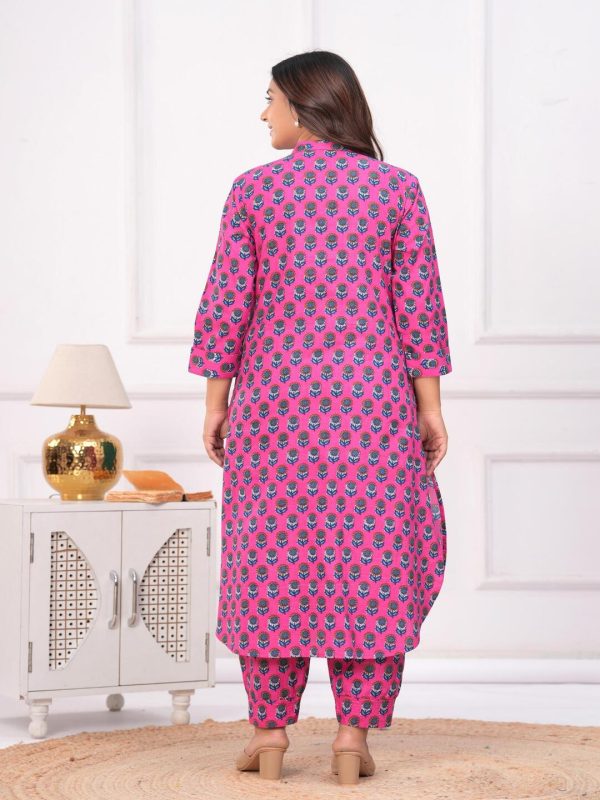 Kamee Women Pure Cotton Pink Floral Co-Ord Set for Casual Wear - Image 5