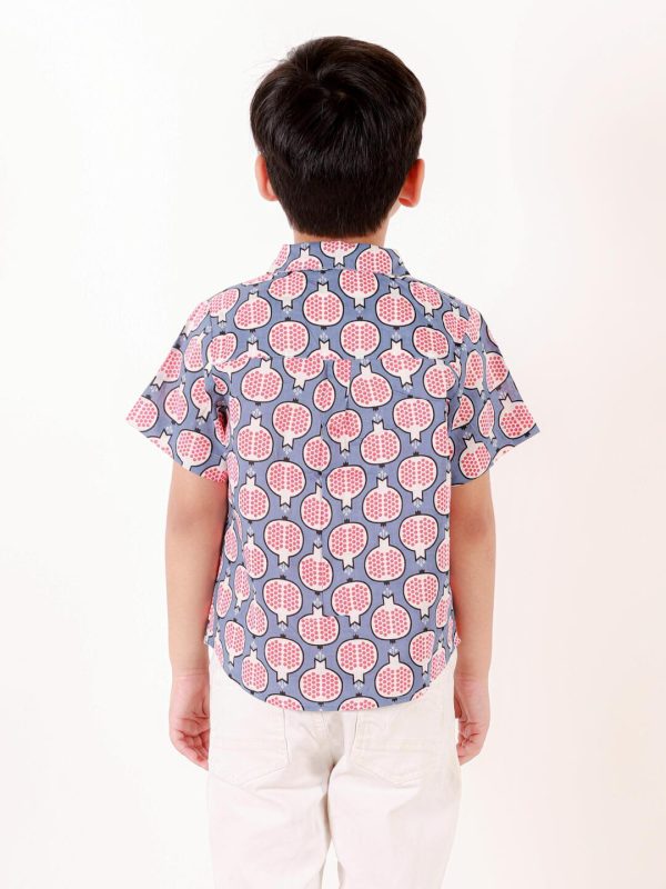 Kamee Boys Printed Pure Cotton Casual Shirt-Red - Image 2