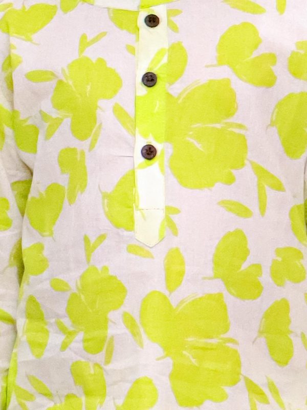Kamee Motifs Printed Regular Pure Cotton Straight Kurta with Pyjamas-Green - Image 3